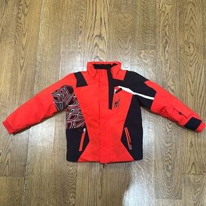 Spyder Mini Challenger Ski Jacket size 7 orange & black excellent used condition